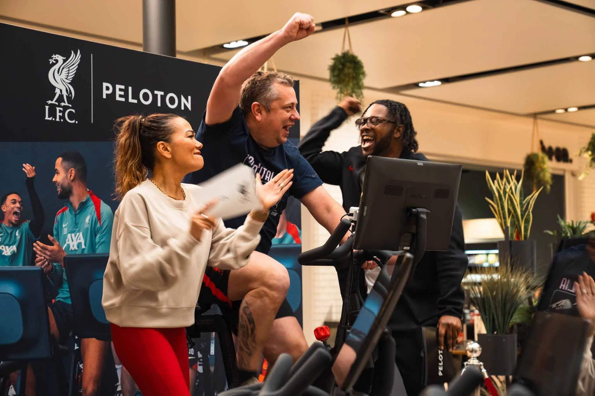 The Anfield Wrap team taking part in a Peloton session