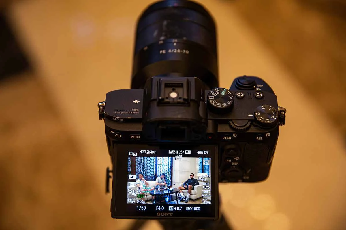 A camera filming an interview with Jürgen Klopp