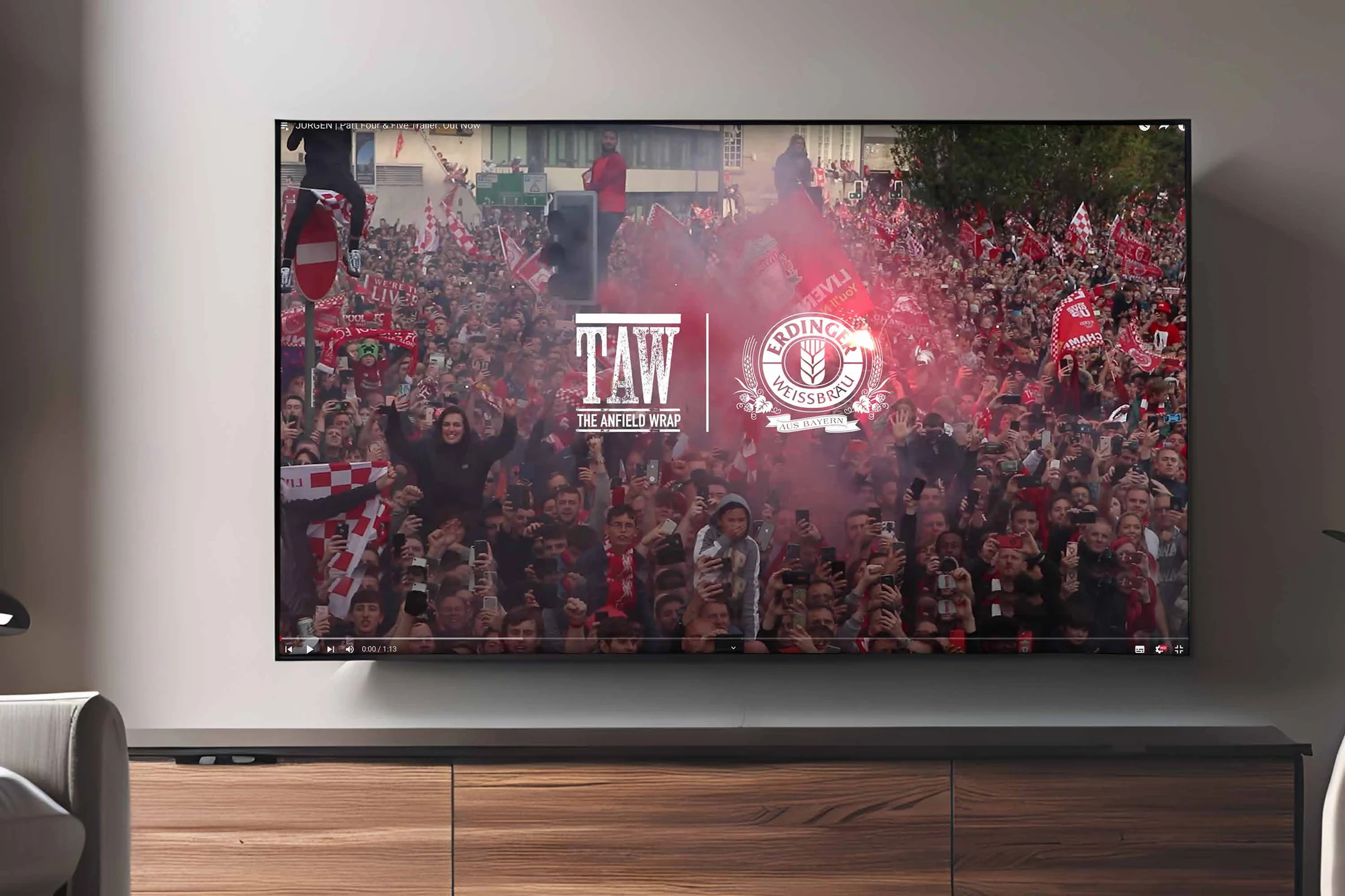 The JÜRGEN documentary series with TAW and ERDINGER branding on screen