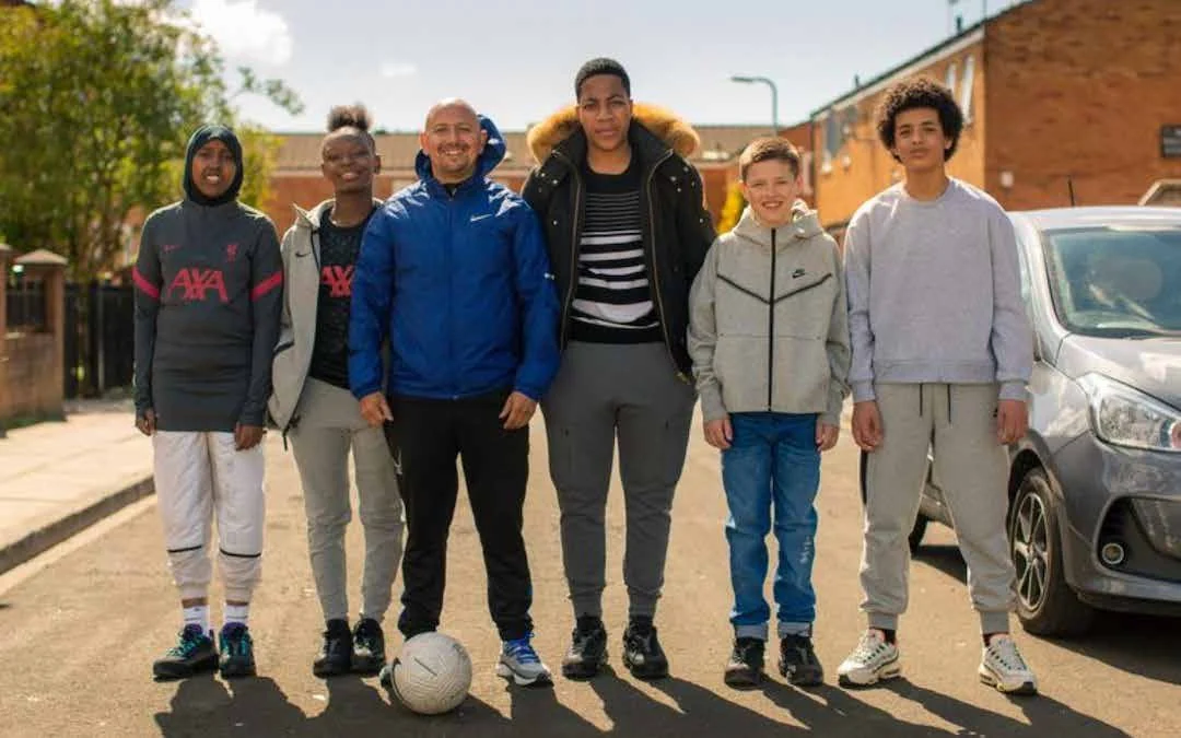 The Anfield Wrap with members of Liverpool’s Kingsley United community